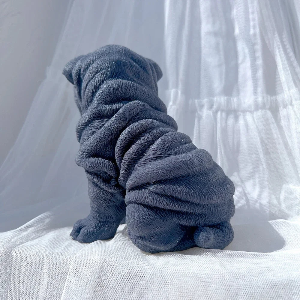 Shar Pei Dog Puppy Candle Mold Animal Puppies Soy Wax Silicone Mould Dog Lover Home Decor
