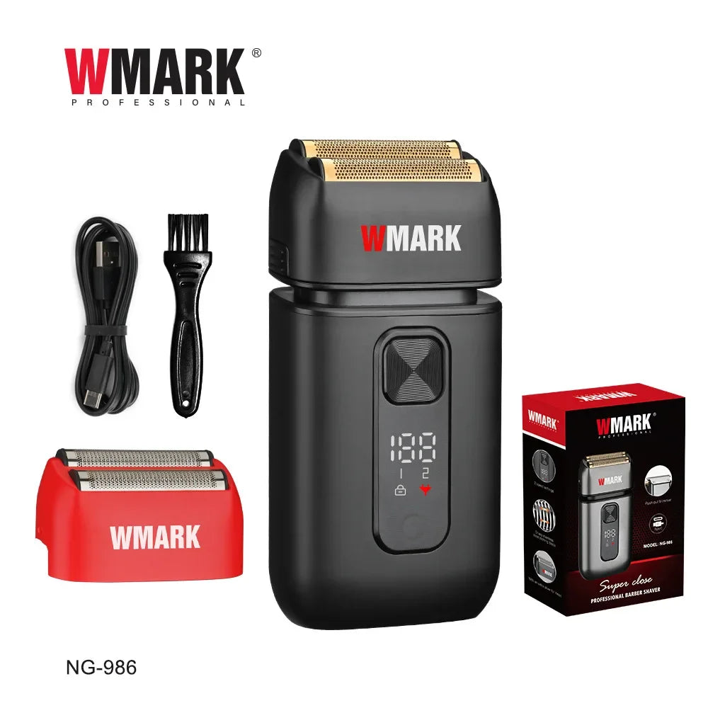 Electric Men's Shaver WMARKNG-986 New Men's Hair Clipper Stainless Steel Titanium Plated Retro Oil Head Whitening Device