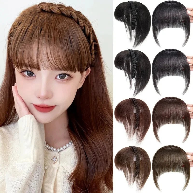 Women Girls Fake Hair Headband Fringe Wig Bangs Hairband Hair Extension Clips In Hair Extension Hair Accessories Hairpiece Clips