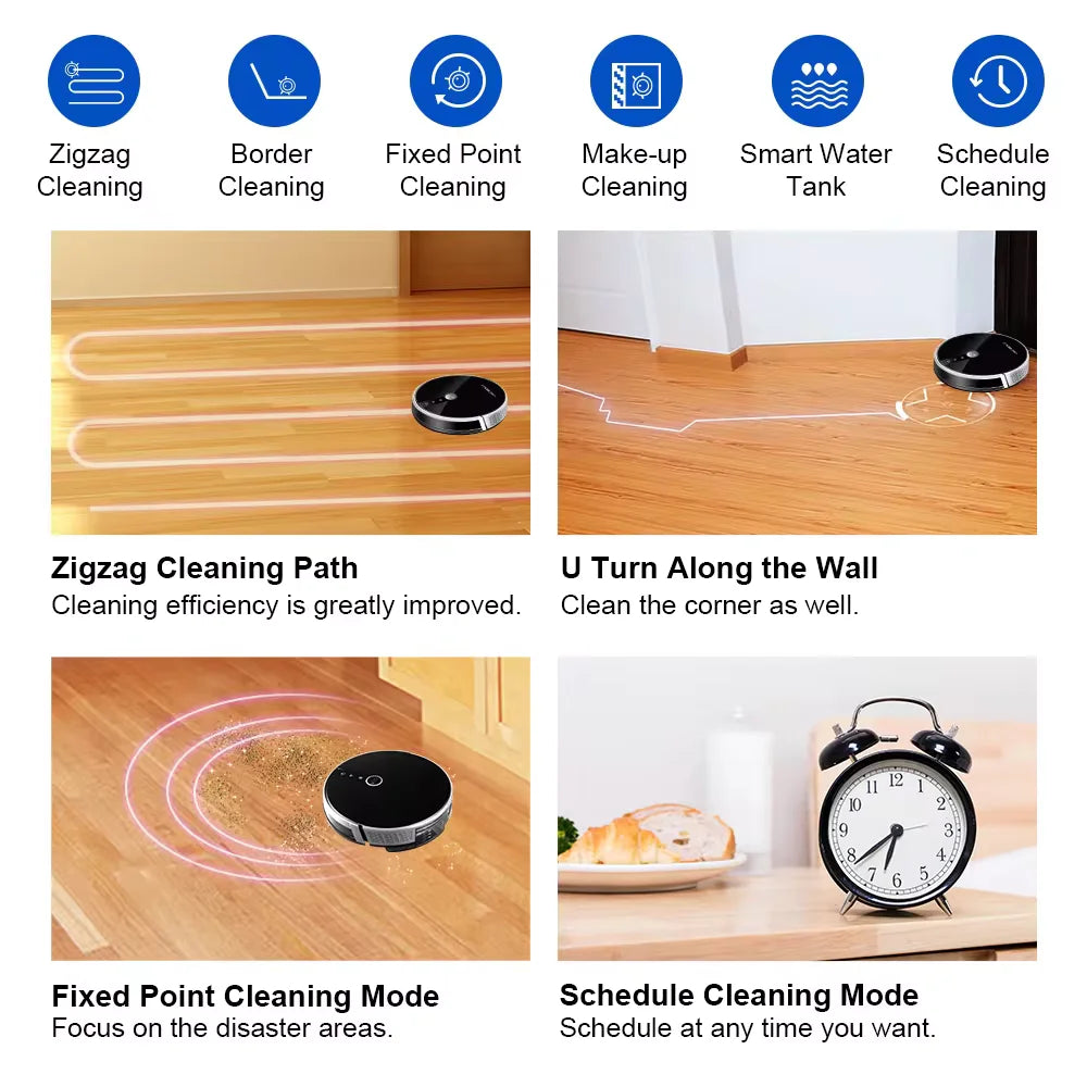 LIECTROUX C30B Robot Vacuum Cleaner AI Map Navigation,Smart Partition,WiFi App,6000Pa Suction,Dry and Wet Mopping,Disinfection