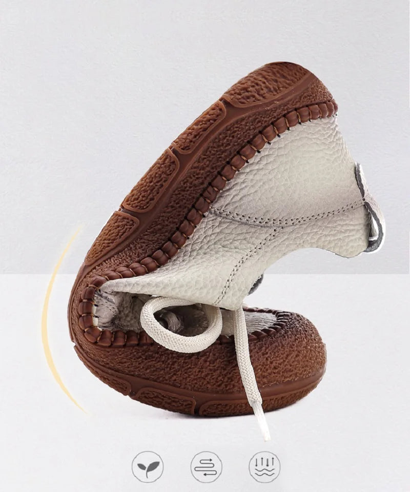 Neue handgemachte Damenschuhe aus echtem Leder, Ganzjahresschuhe, Oxfords, flache Damenschnürschuhe, gemütliche Mokassins, runde Ballerinas