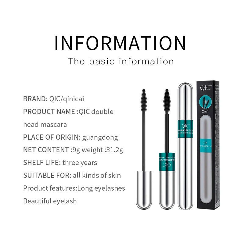 4D Mascara Double Effect Lengthen Curling Thick Eyelash Extension Long Lasting Silk Fiber Eye Lashes Makeup Mascara Cosmetics