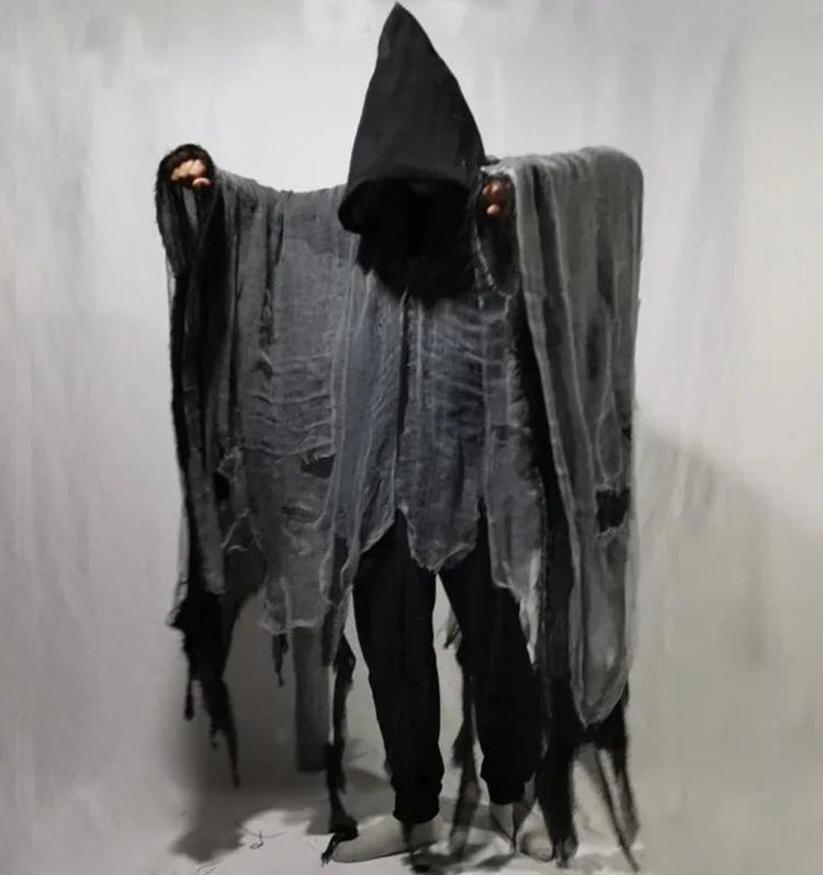 Adult Halloween Ghost Dementors Cosplay Costume Men Women Horror Zombie Tattered Hooded Cloaks Day Of The Dead Party Outfit Cape
