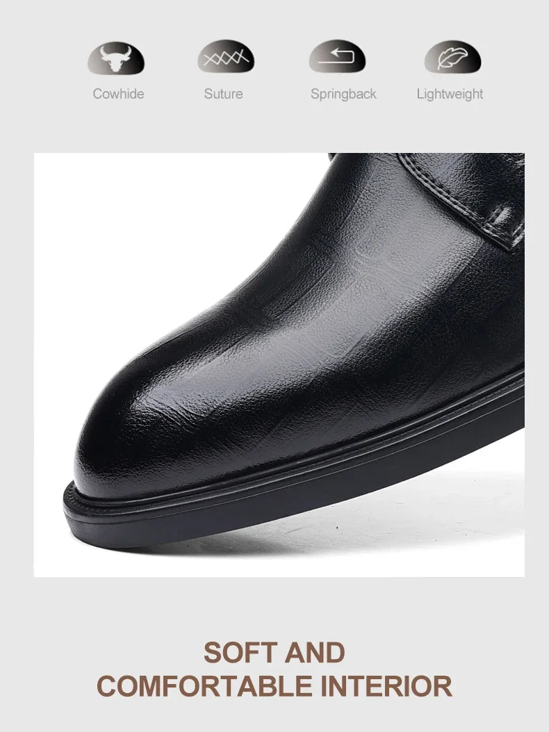 3/6/8 CM Elevator Shoes Men Dress Shoes Black Soft Leather Men Heighten Formal 1 Casual Business Men Oxfords Suit 2
