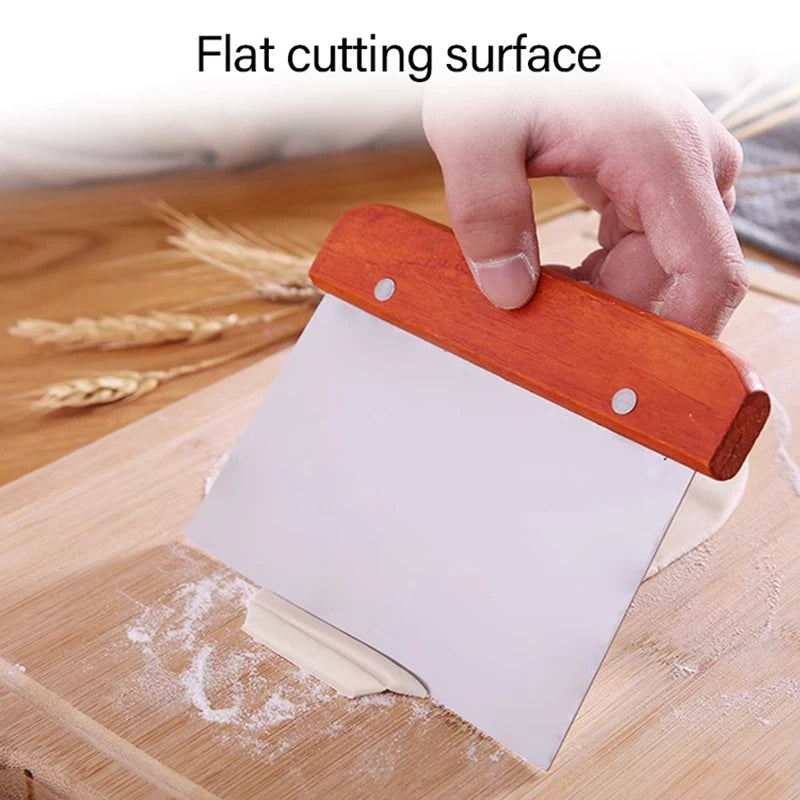 Stainless Steel Dough Cutter Scraper with Wooden Handle, Bread Baking Accessories for Sourdough Tools, Cake Scraper