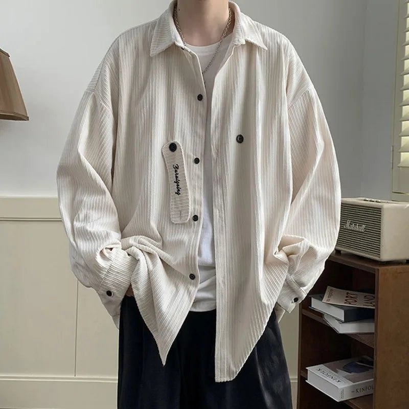Velvet Shirt Men 2025 Autumn New Vintage Long Sleeve Casual Shirts Fashion Streetwear All-Matching Bottoming Necktie Blouses