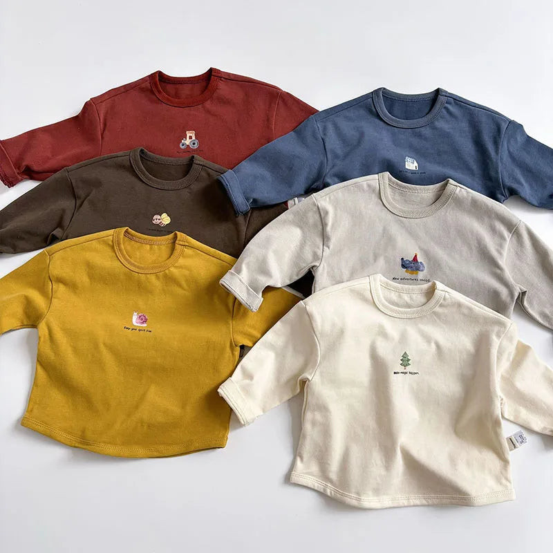 MILANCEL Neue Frühling Kinder Dünne Stil T-shirt 1-5T Kinder Cartoon Tier Unterhemden Mädchen Oberteile
