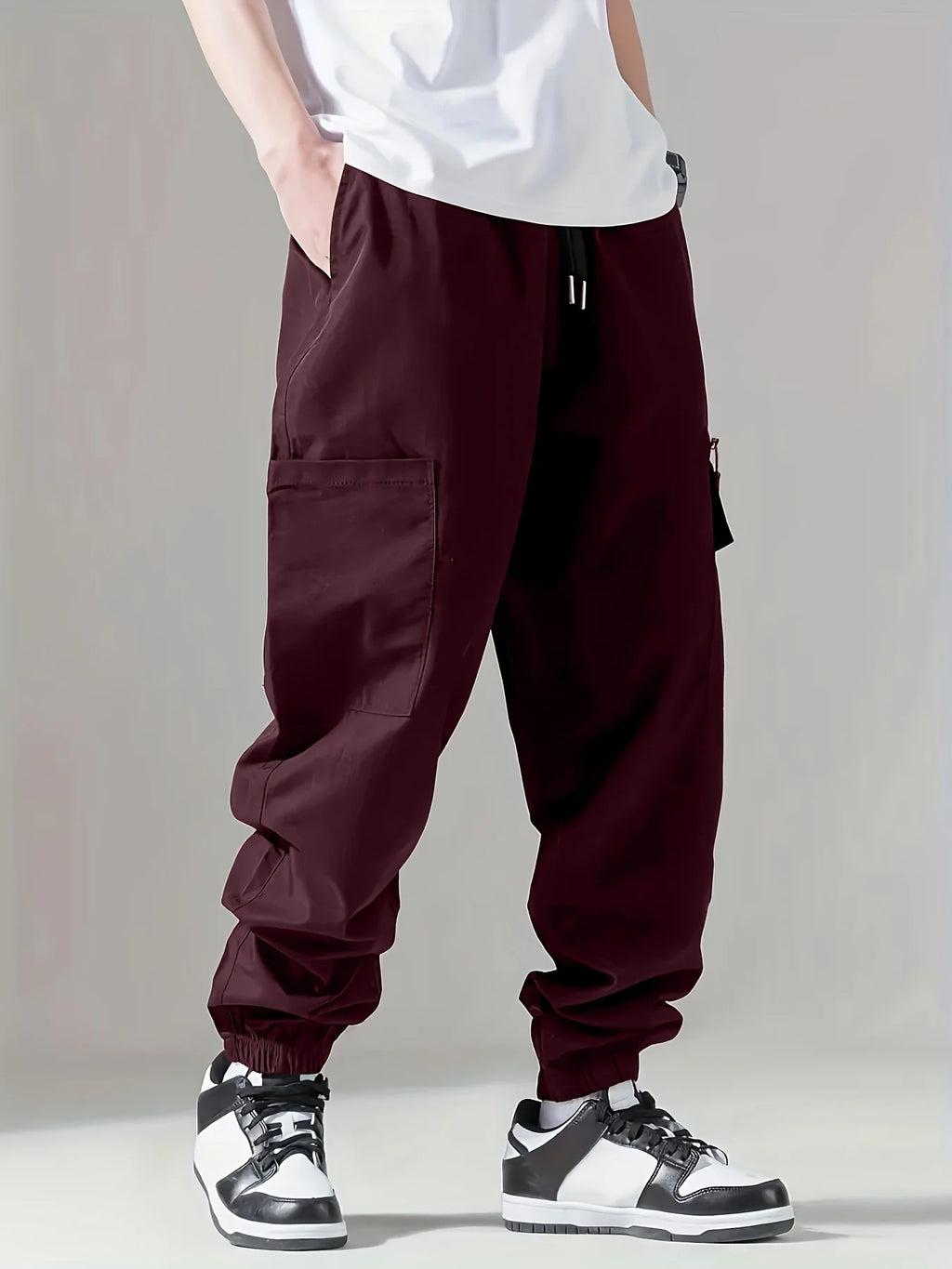 Men's Cargo Pants, Thin Trousers, Comfortable and Breathable, Outdoor Casual, Wearable, Running, Cycling, Multi-pocket 004