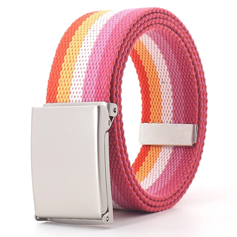 3.8cmX120cm Rainbow Striped Belt Unisex Luxury Brand Design High Quality Slim Belt Fashion Casual Jeans Dress Accessories