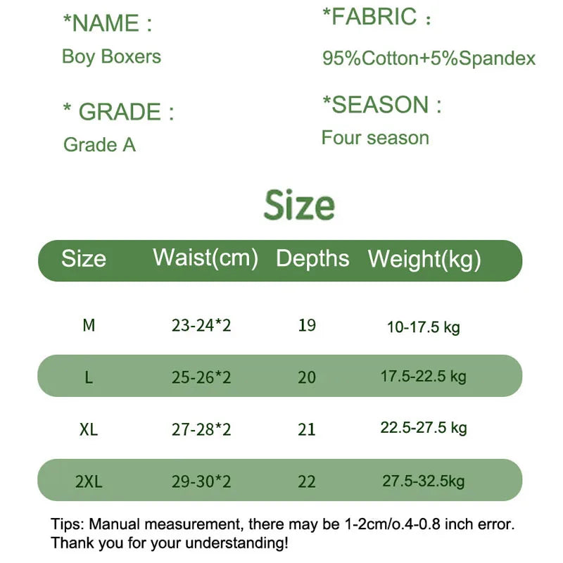 4/8 Pieces Dinosaur Pattern Printed Boys Boxer Briefs High Quality Cotton Kids Boxers Breathable Children Underwear For 3-12T