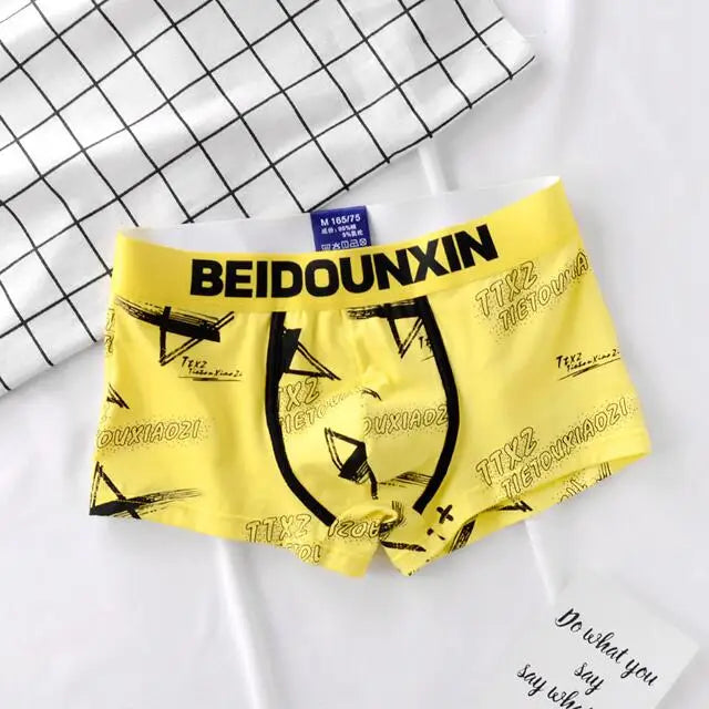 Thin Elastic Waistband Youth Boxer Panty Letter Print Men Boxer Shorts Loose Men's Unddrwear Cotton Male Boxer Underpants