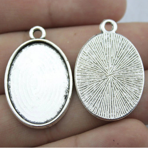 10pcs 13x18mm 18x25mm Inner Size Simple Oval Shape Zinc Alloy Cameo Cabochon Base Setting Pendant