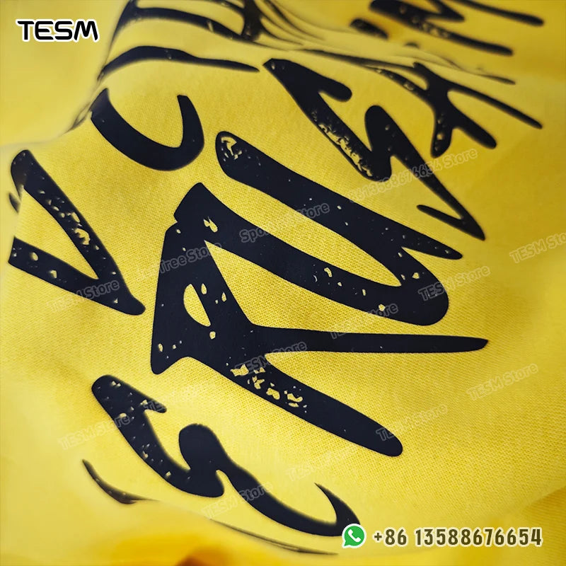 TESM Yellow Hoodie Family Matching Outfits Couple Casual Street Wear Loose Long Sleeve Sweatshirt Parent Child Holiday Party Top