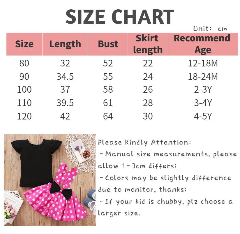 Toddler 1-5 Year Old Girl Round Neck Flying Sleeve Top+Dot Bow Strap Skirt Piece Suitable for Travel and Travel Girl Summer Set