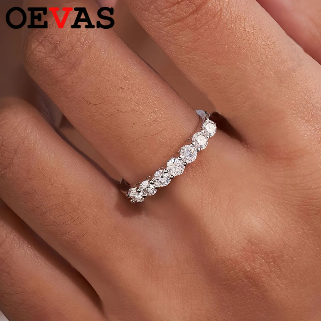 OEVAS 7 stones Each 3MM Moissanite Wedding Rings For Women S925 Sterling Silver Engagement Party Fine Jewelry Gift Wholesale