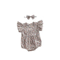 Lovely Romper+Headband 2 PCs Toddler Girl Floral Clothing Set Baby Cotton Soft Jumpsuit Newborn Flower Onesie Kids Summer Outfit