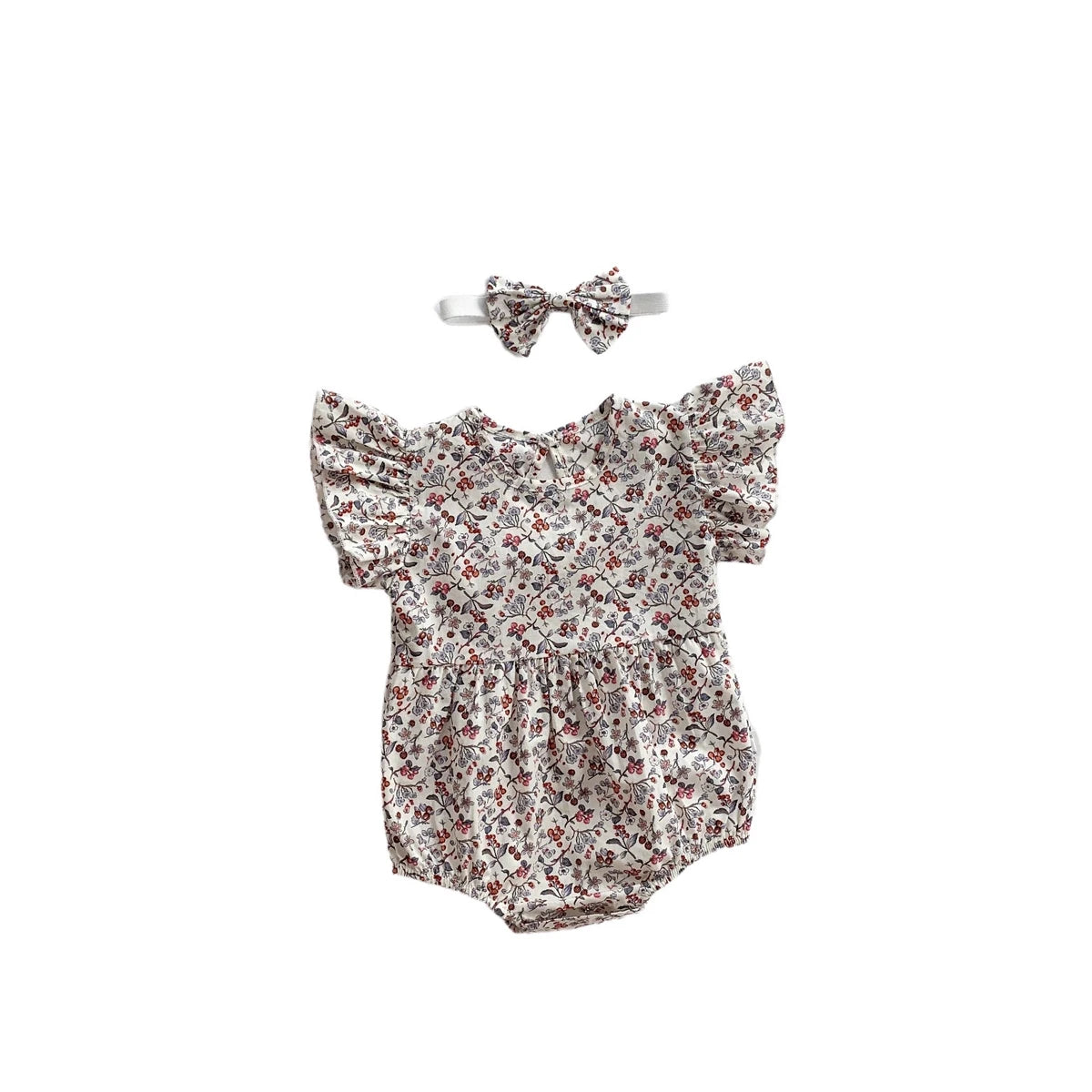 Lovely Romper+Headband 2 PCs Toddler Girl Floral Clothing Set Baby Cotton Soft Jumpsuit Newborn Flower Onesie Kids Summer Outfit