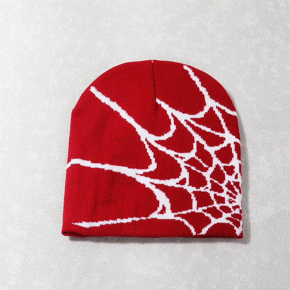 1Pc Y2K Knitted Hat Spider Web Jacquard Hat Four Seasons Warm Hat Skullies Hat For Men Women Outdoor Sports Fashion Hat