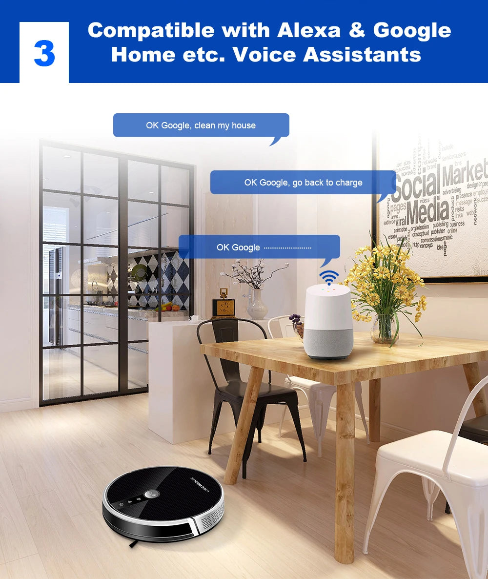 LIECTROUX C30B Robot Vacuum Cleaner AI Map Navigation,Smart Partition,WiFi App,6000Pa Suction,Dry and Wet Mopping,Disinfection