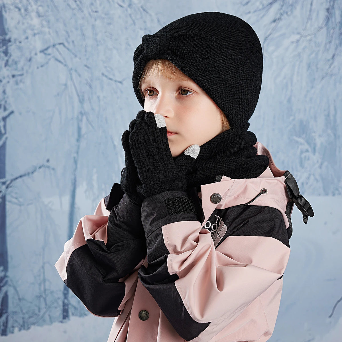 Anti-Cold Warm Children Hat Gloves Scarf Set Thermal Headband Cycling Ski Outdoor Ear Protection Knit Woolen Cap Winter Beanies