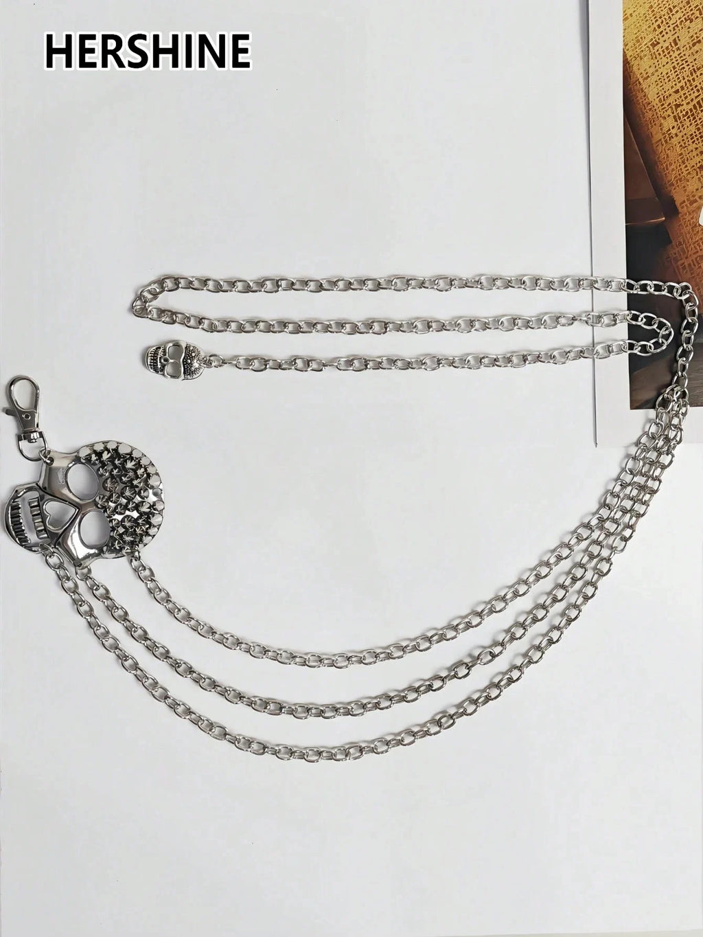 HERSHINE Women's Fashion Silver Skull Multi-Layer Waist Chain, Y2K Gothic Punk Rock Hip Hop Accessory，spring，summer