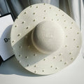 Hand made Pearl Straw Hat For Women's Summer Wide side Jazz Dress Cap Holiday Sun Protection Beach Hats
