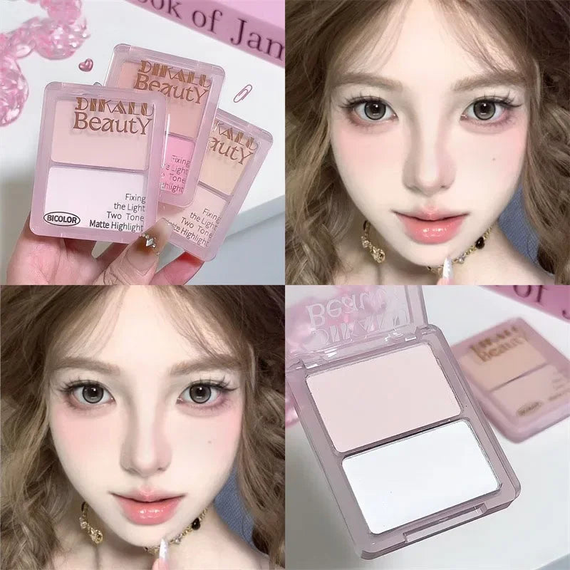 Two-tone Highlight Shading Powder Contour Palette Natural Matte Brighten Skin Blusher Bronzers Shaping Face Nose Shadow Makeup