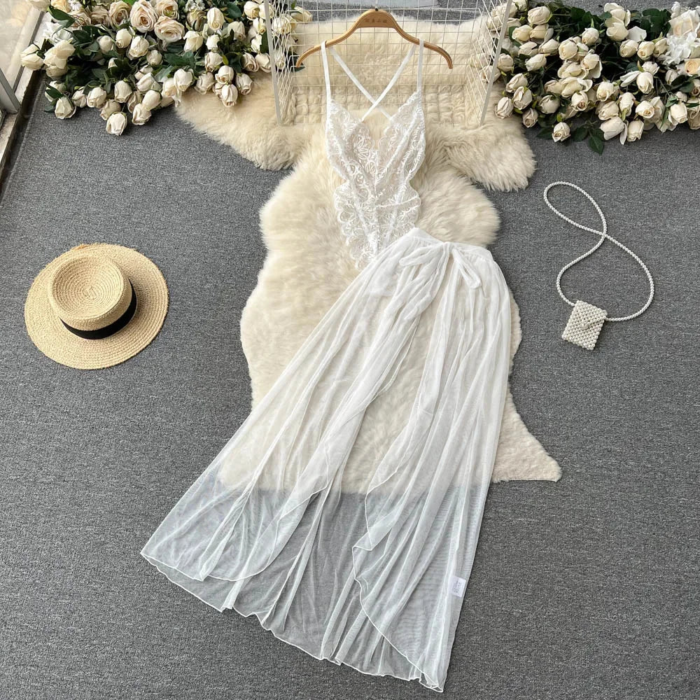Sexy Cute Sweet Lace Backless Jumpsuit Women Slim Fit Bodysuit Girl Strap Bow knot Cosplay Hot Sweet Bow Ribbon Lingerie Dress