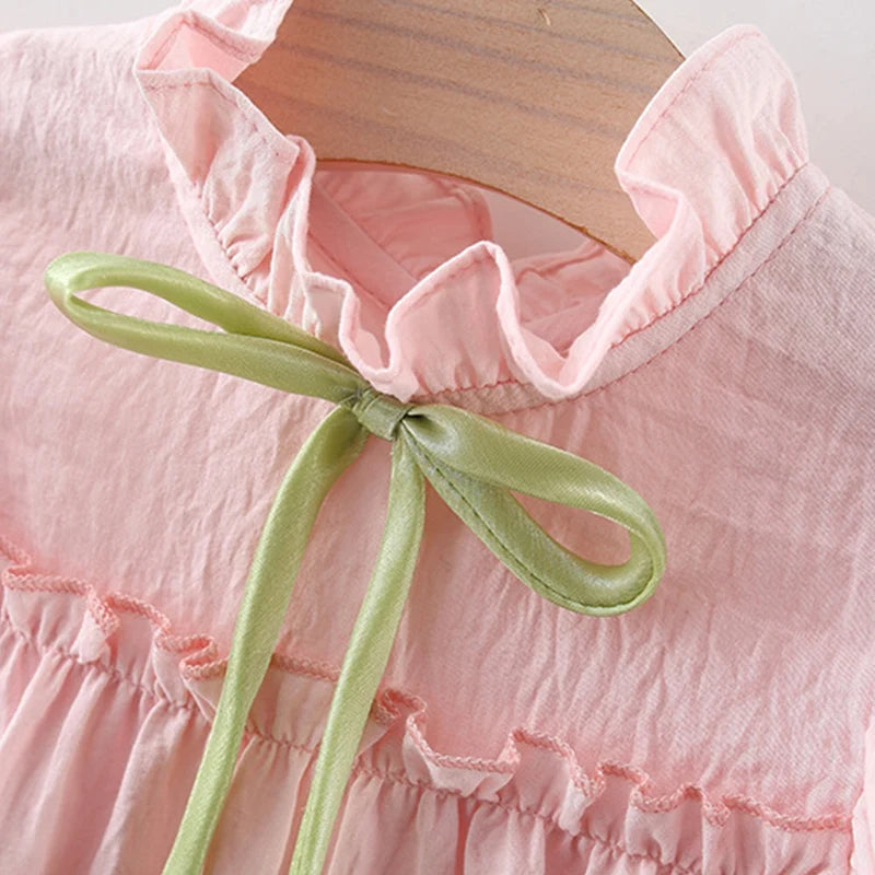 9-Month-4 Years Old Pink Ruffled Sleeve Baby Girl Dress, Summer New Soft And Comfortable Children'S Sleeveless Clothes