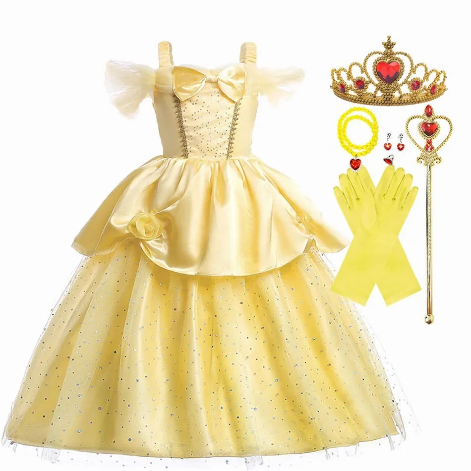 Girls Birthday Party Costumes Kids Belle Dress Up Beauty and The Beast Costume Princess Dress Baby Christmas Halloween Costume