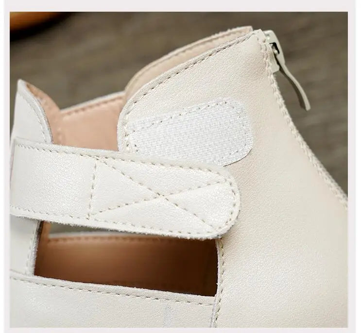 GKTINOO Summer Open Toe Genuine Leather Sandals Flat Shoes Roman Sandals 2026 Large Size Cool Boots Women Shoes Flat Sandals New