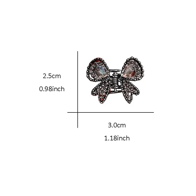 Exquisite Crystal Rhinestone Butterfly Hair Clip Cute Mini Hair Claw High-end Side Bangs Clip Women's Korean Hair Accessories