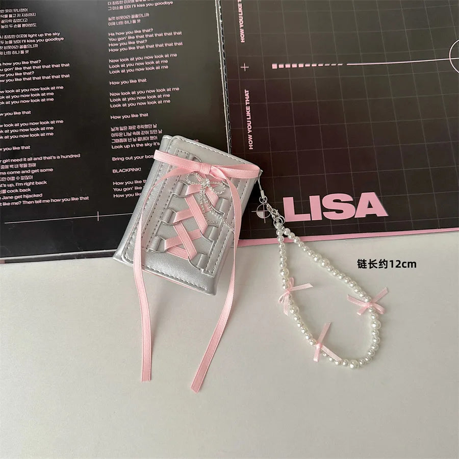 Silver Sweet Wallets for Women Y2k Strap-on Designer Original Fashion Short Coin Purse Korean Style Casual New Cute Wallet Purse