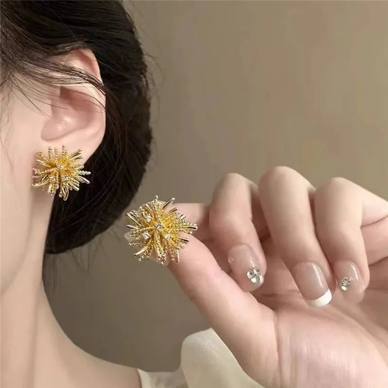 LATS Light Luxury High-end Fireworks Silver Needle Earrings for Women 2025 New Design Temperament Fashion Jewelry