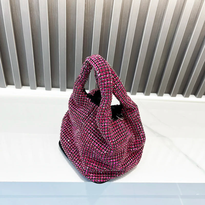 Shiny Crystal Clutch purse bucket Shoulder bag rhinestone Handmade purses and handbags luxury Designer Evening clutch Bag Purse