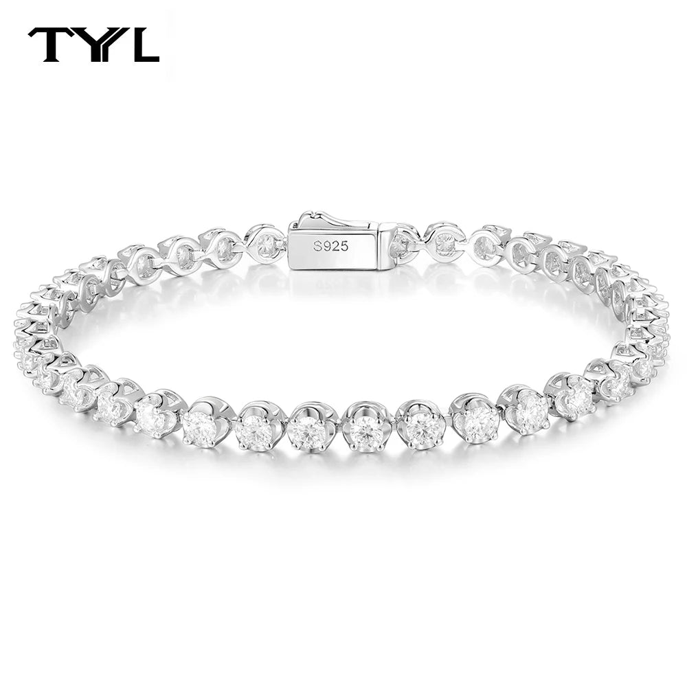 TYYL D VVS1 Moissanite Tennis Bracelet Lab Diamond Charms for Women 925 Silver Bracelets Ladies Wristlet Hand Chain Man Jewelry
