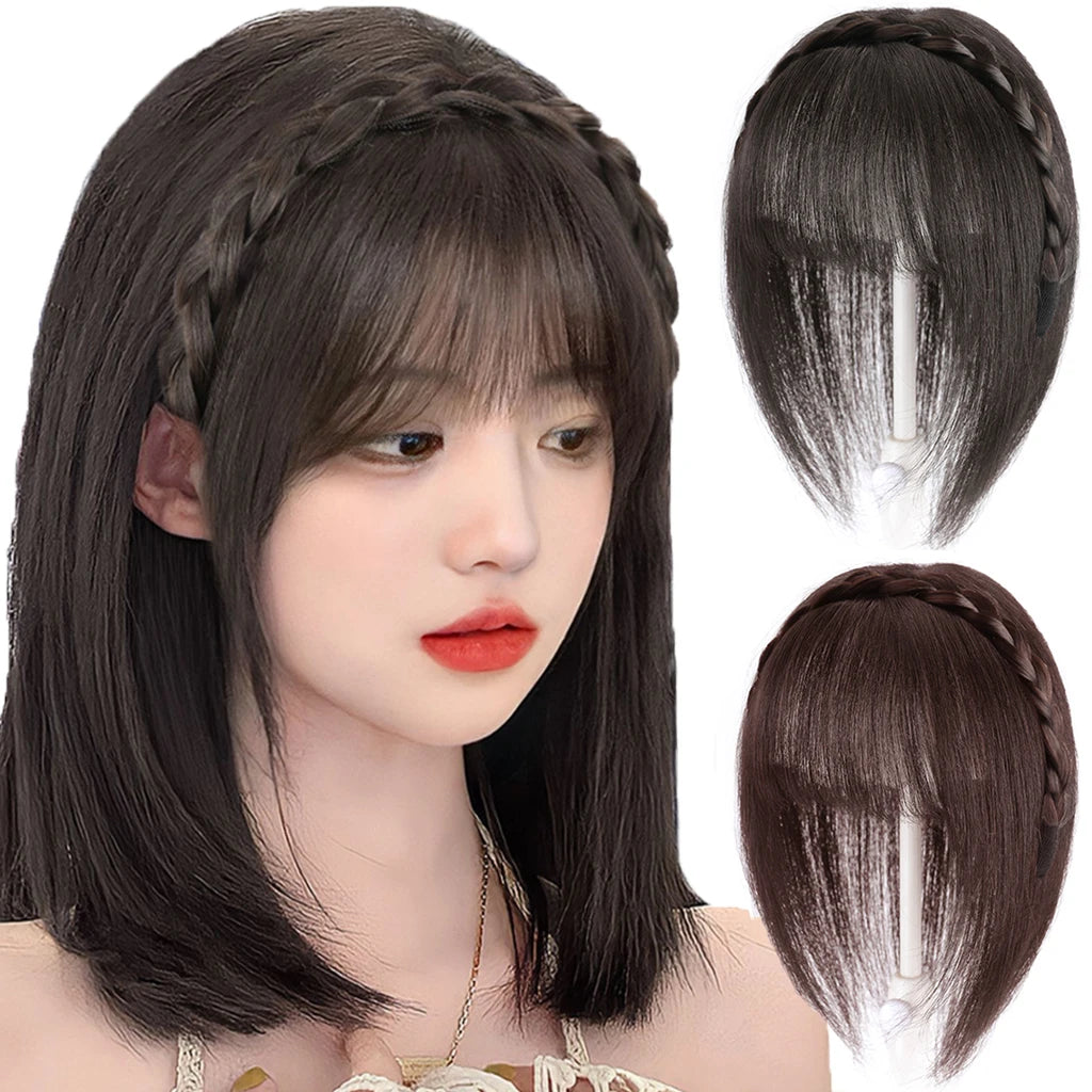 Women Girls Fake Hair Headband Fringe Wig Bangs Hairband Hair Extension Clips In Hair Extension Hair Accessories Hairpiece Clips