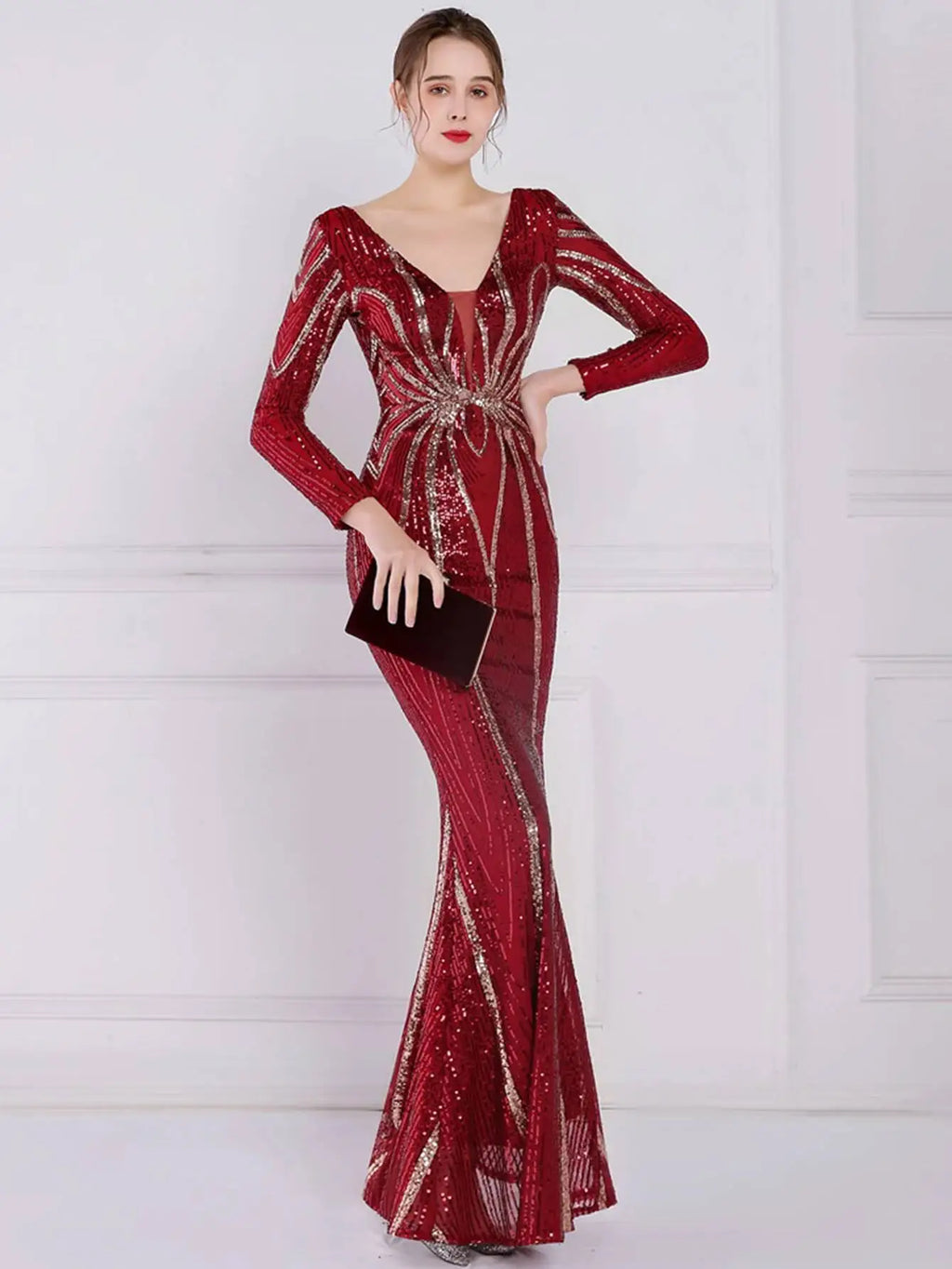 Sexy long sleeve birthday evening dresses for women 2026 elegant luxury wedding party dress vintage maxi sequin dress vestidos