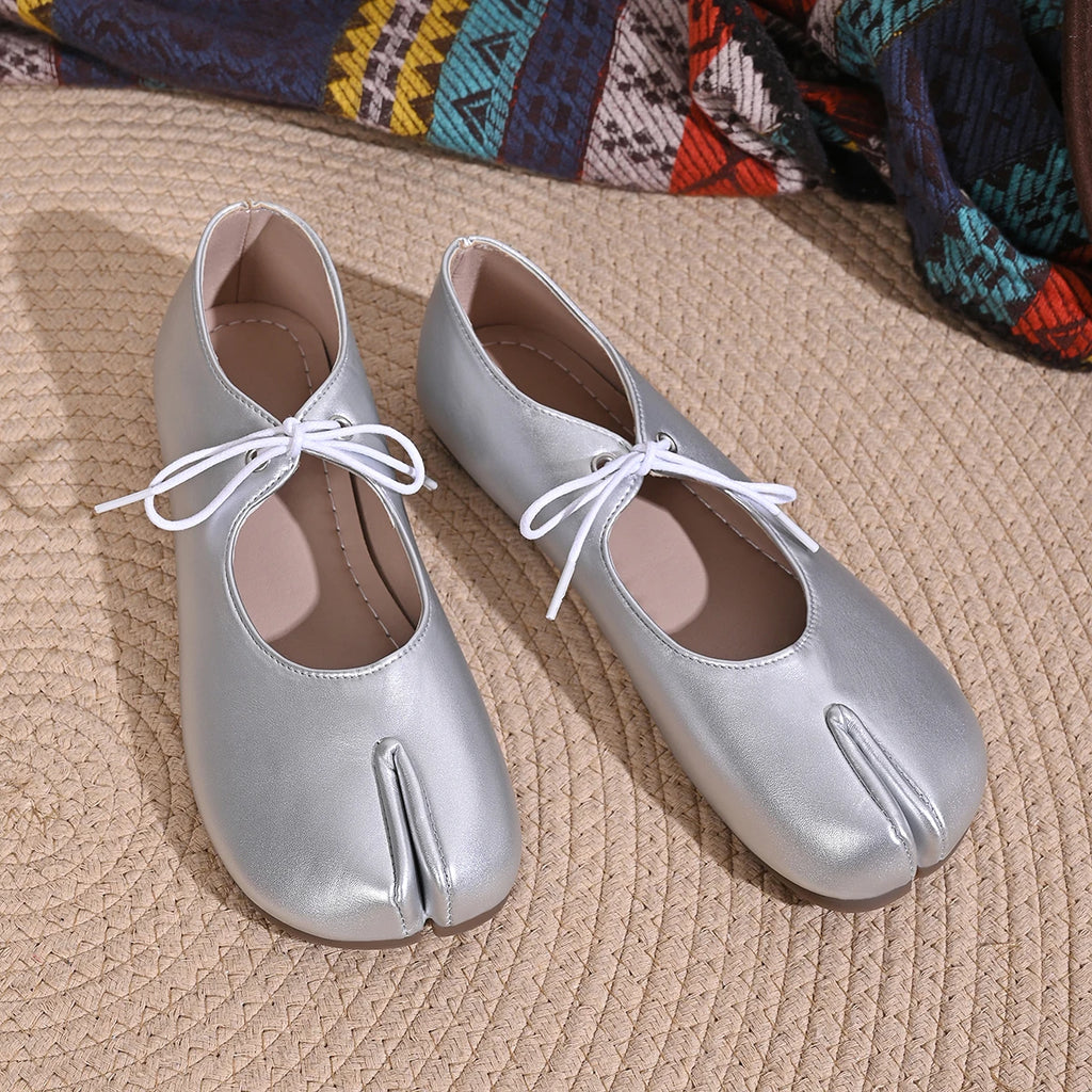 Fashion Soft Leather Split Toe Women Tabi Ballet Flats Spring Autumn Comfortable Walking Lazy Loafers Casual Girls Dance Shoes