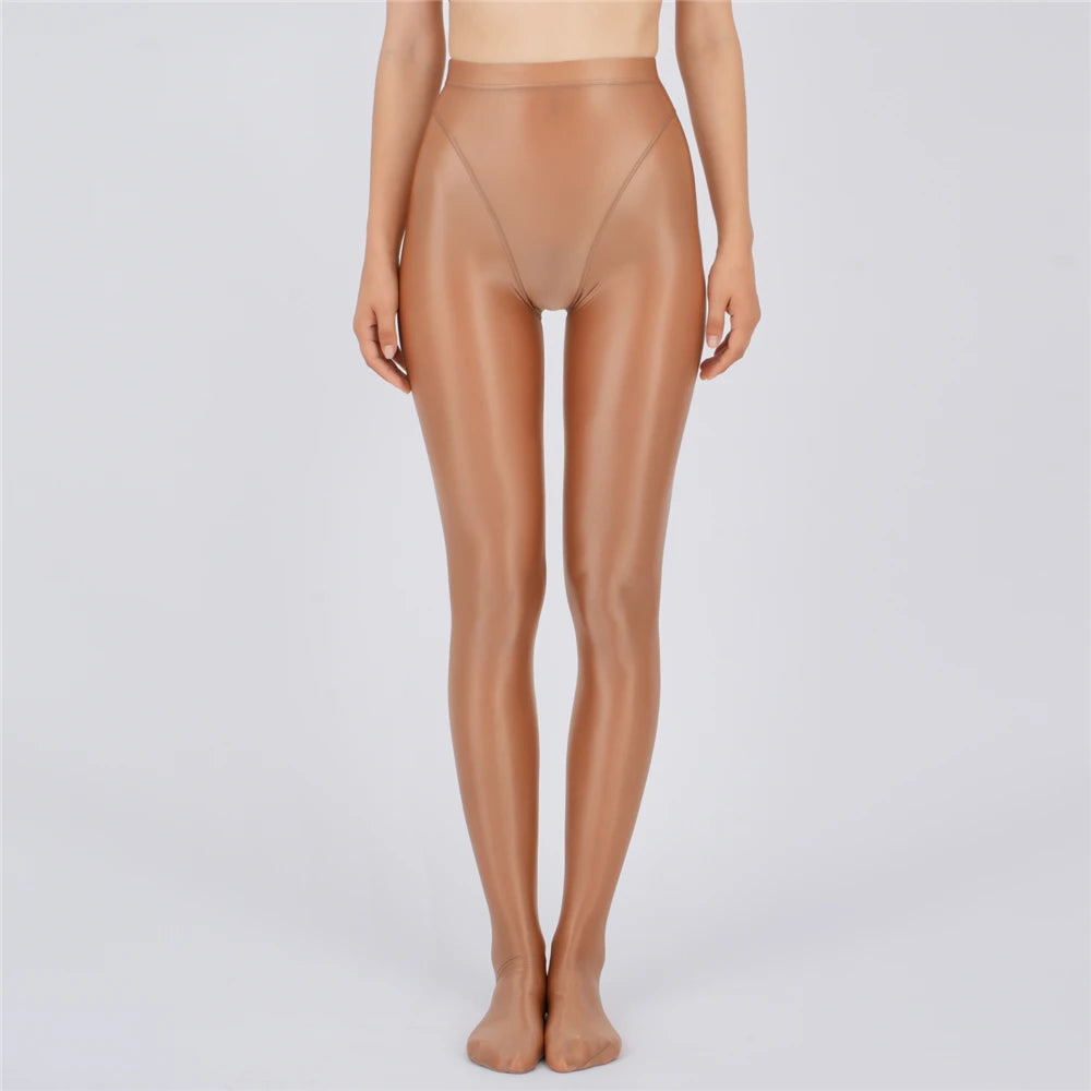 Sexy Women Thin Sheer See Through High Waist Sexy Tight Silk Shiny Pencil Pant Oil Glossy Candy Color Yoga Leggings Pants