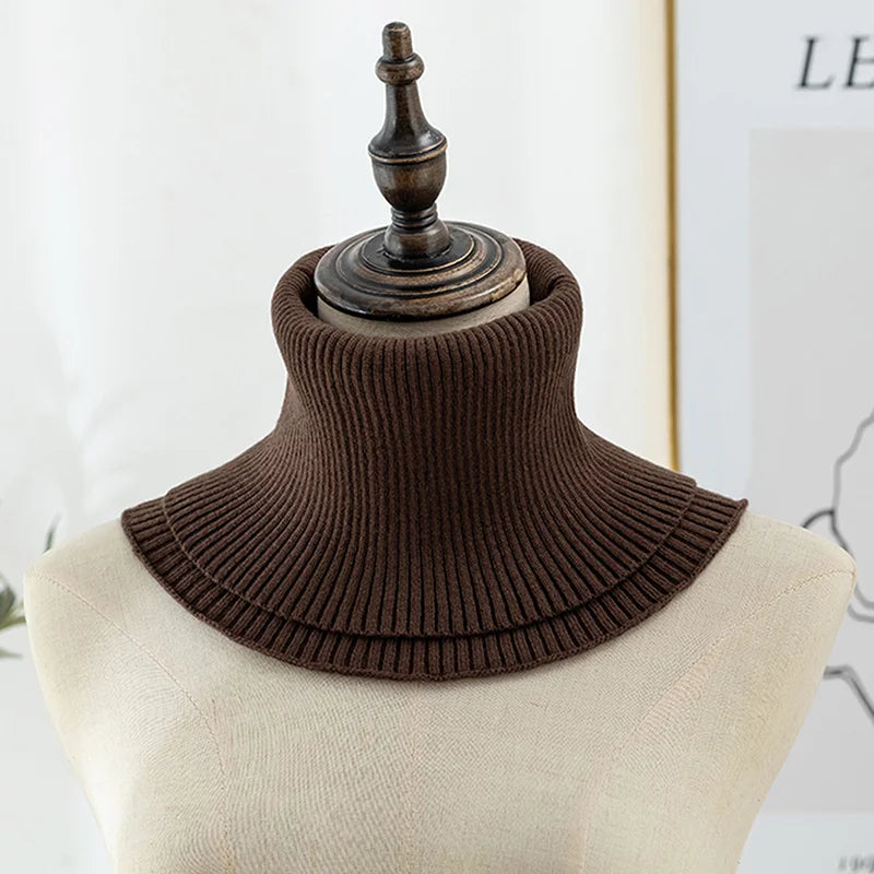 Knitted Fake Collar Ring Scarf For Woman Autumn Winter Warm Solid Color Neck Muffler Detachable Collar Scarves 25*17cm