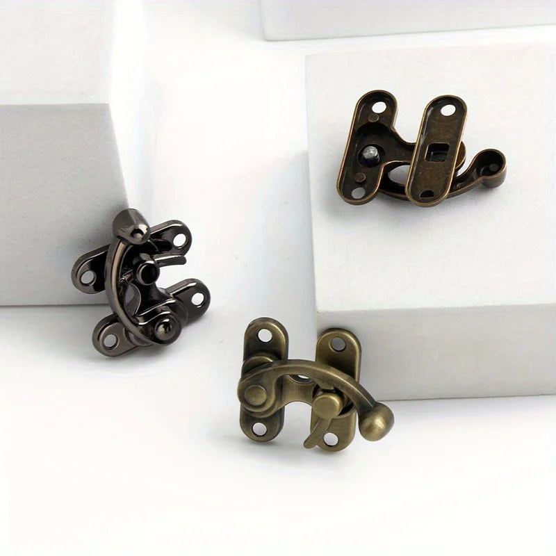 2PCS Metal Bag Horn Hook Lock Antique Tin Box Jewelry Box Decorative Buckle Lock Hook With Screws DIY Wallet Making