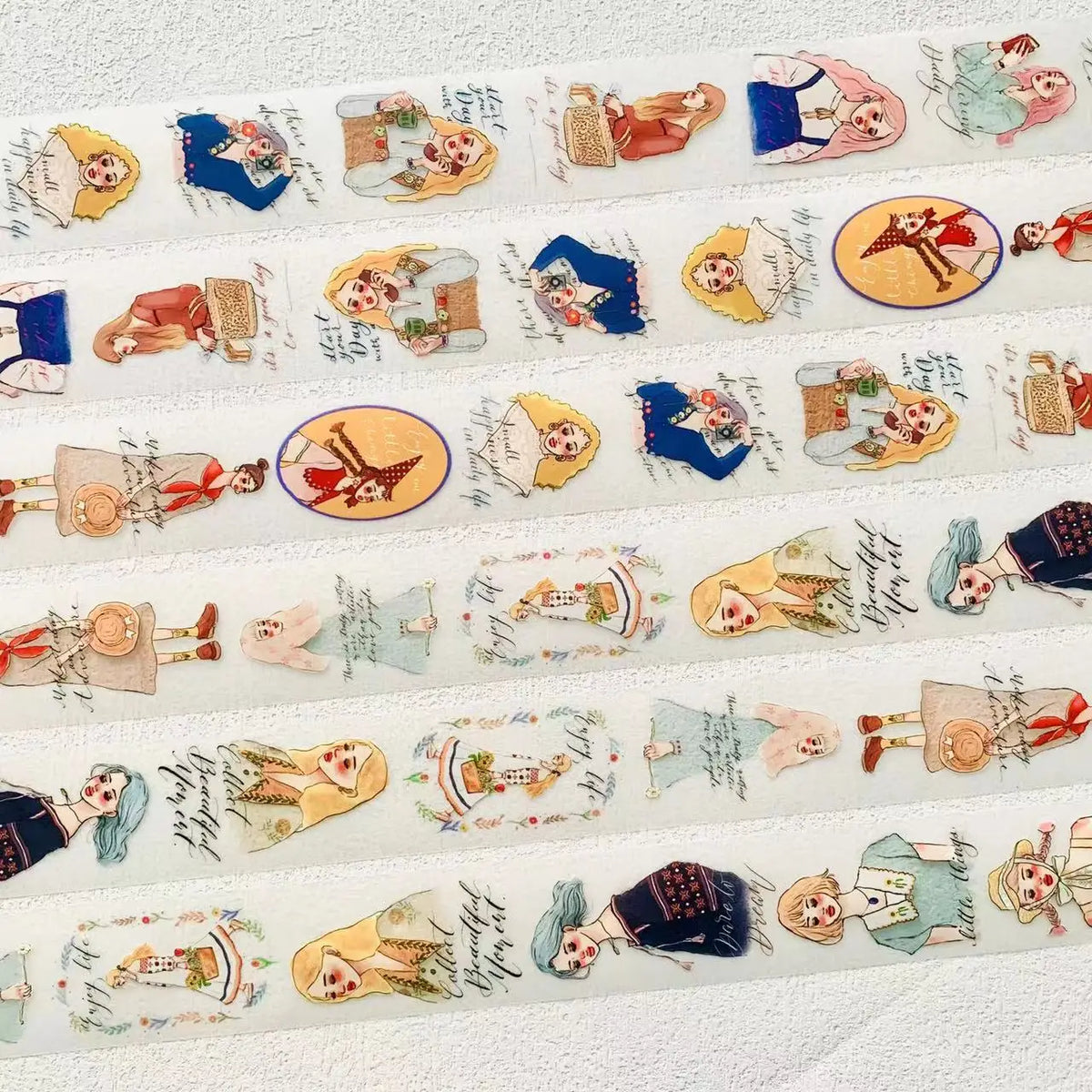 1 Loop Lovely Bon Voyage Life Is Beautiful Girl Washi PET Tape Planner DIY Scrapbooking Decorative Plan Sticker