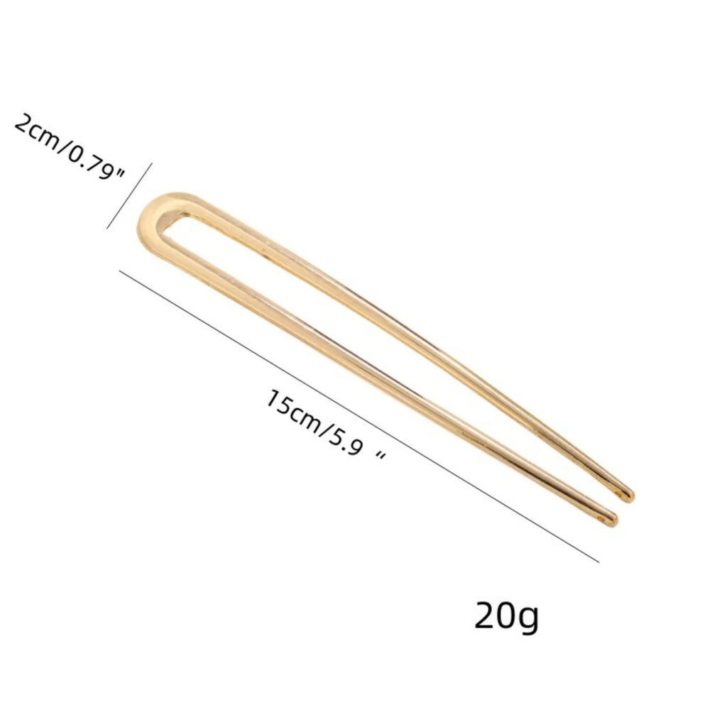 15 cm U-förmige Haargabel, elegant, gold-silberfarben, Legierung, für langes, dickes Haar, französische Haarnadel, Haarstab, Damen-Mädchen-Haaraccessoires