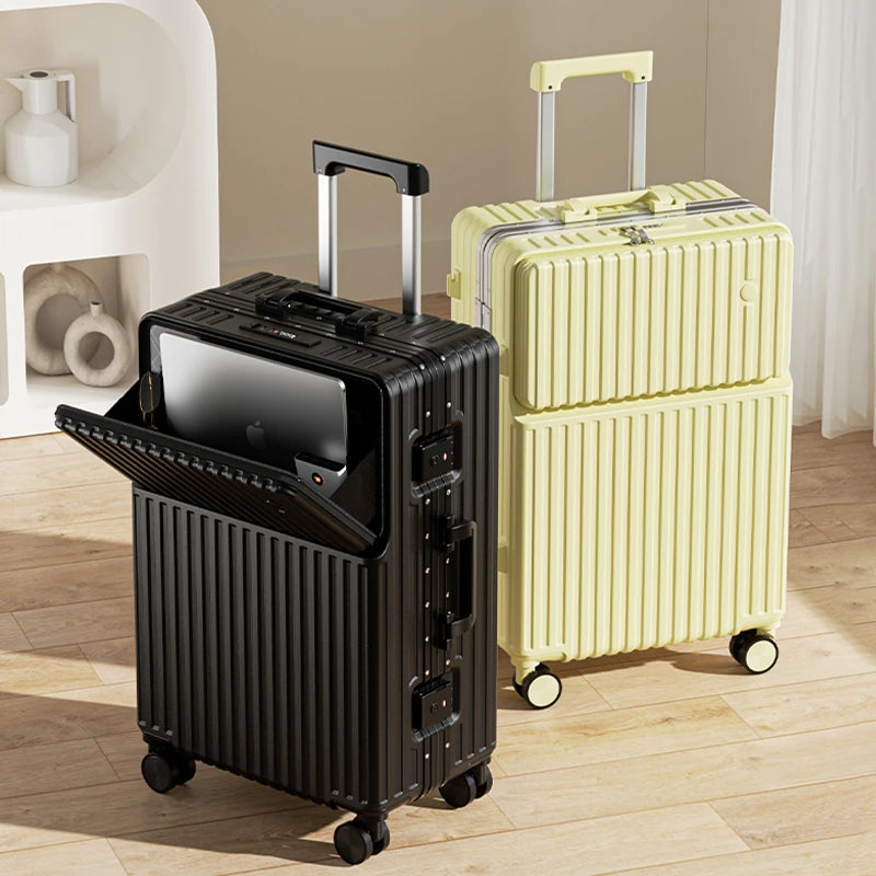 2025 Neuer multifunktionaler Koffer mit Frontöffnung Laptoptasche Damen 20-28 Zoll Bordtrolley Herren Reisekoffer