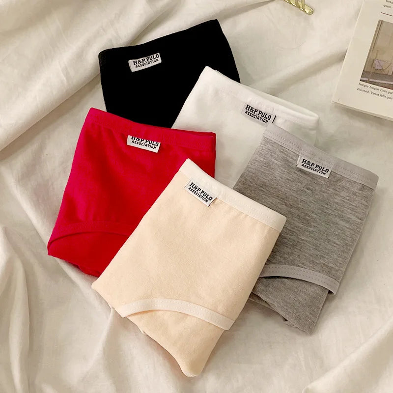 CHUANGERM 7 Pairs Women Solid‑Color Panties Soft Breathable Casual Briefs Cute Ladies Underpants For Daily Wear