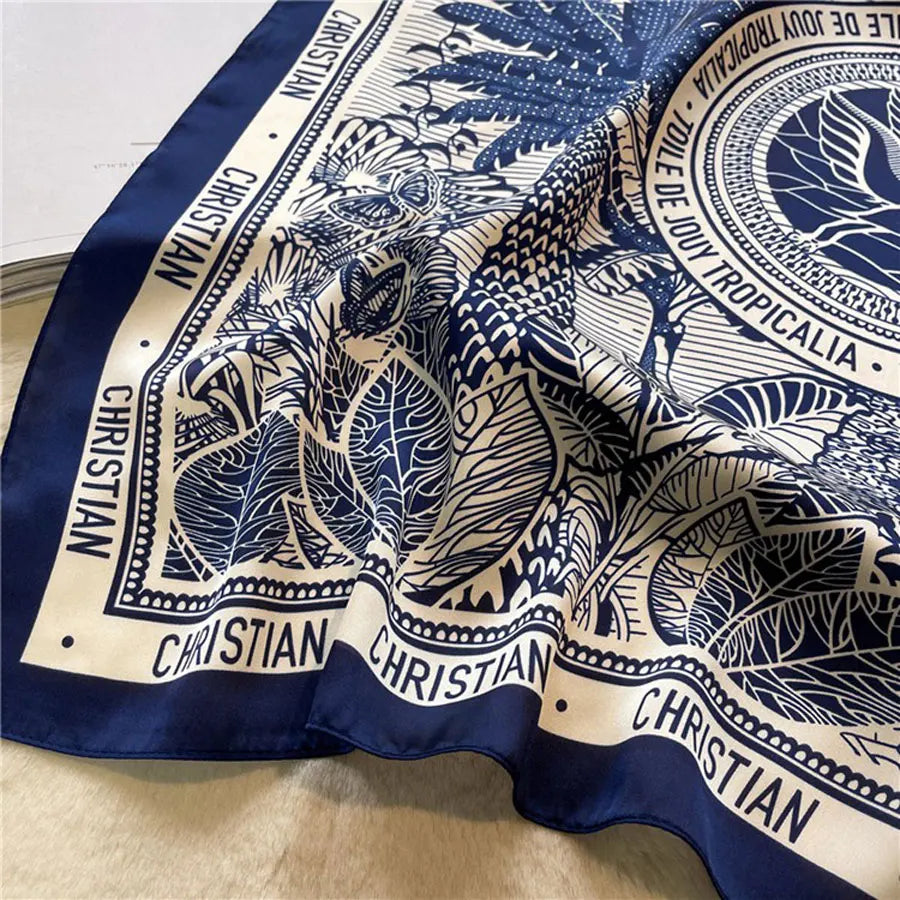 1 Pack Ladies' Korean Style Small Square Silk Scarf Retro Fashion Versatile Printed Professional Neck Scarf