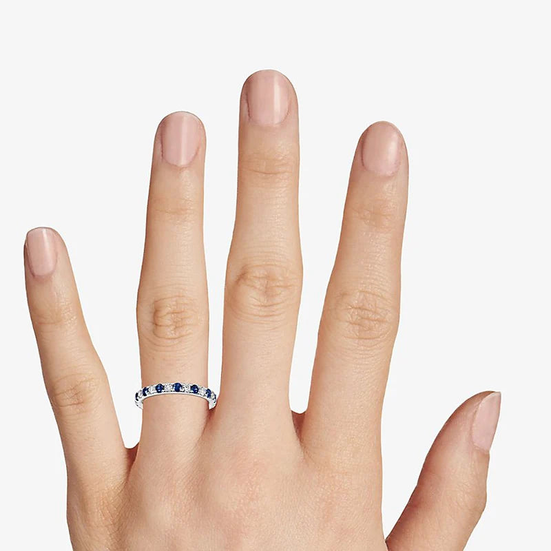 Huitan Simple Stylish Finger-ring for Women Blue/Crystal Cubic Zirconia Fashion Contracted Female Accessories Versatile Jewelry
