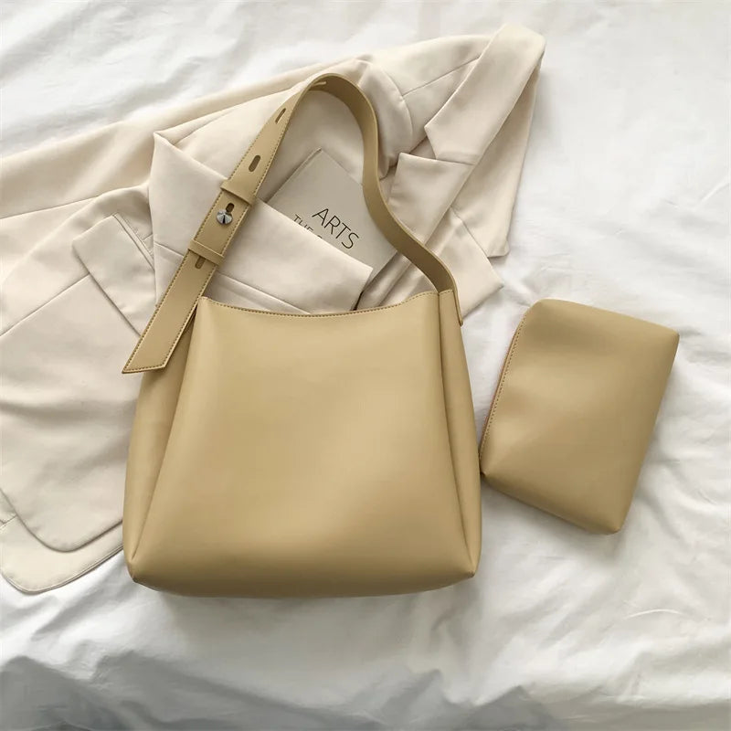 Fashion Leather Tote Bag for Women 2026 Trends Female Simple Large High Capacity Shoulder Side Bag Handbags and Purses Women Bag