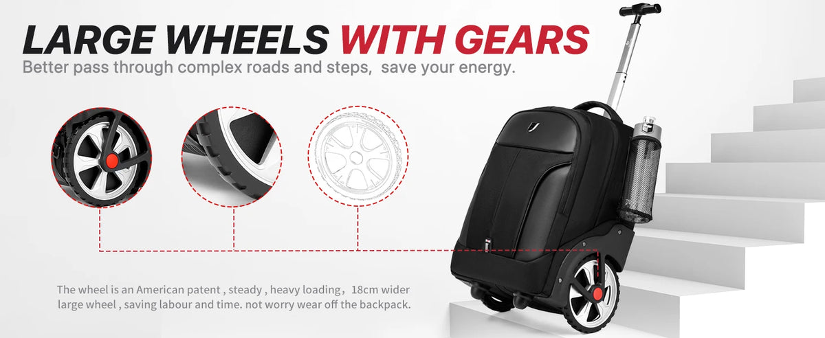 Rolling Luggage Travel Backpacks With Wheels Business Laptop Backpack Cabin Carry on Luggage Telescopic Handle Durable Wheels